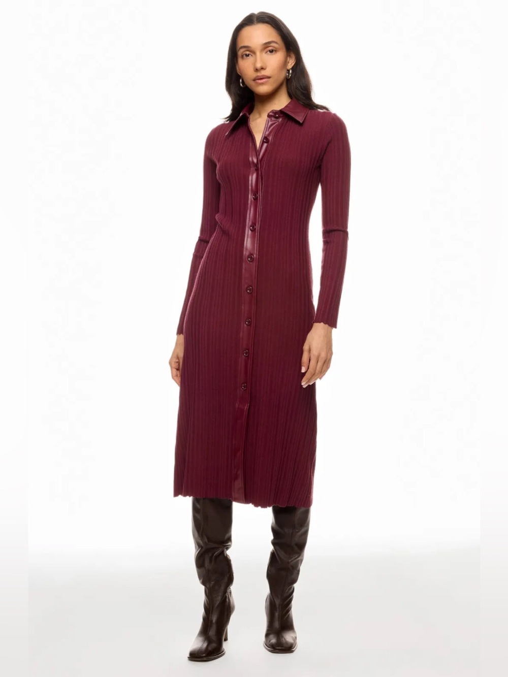 *Flawed RTR Toccin Variegated Rib Knit Leather Combo Dress (0345) - Picture 1 of 11